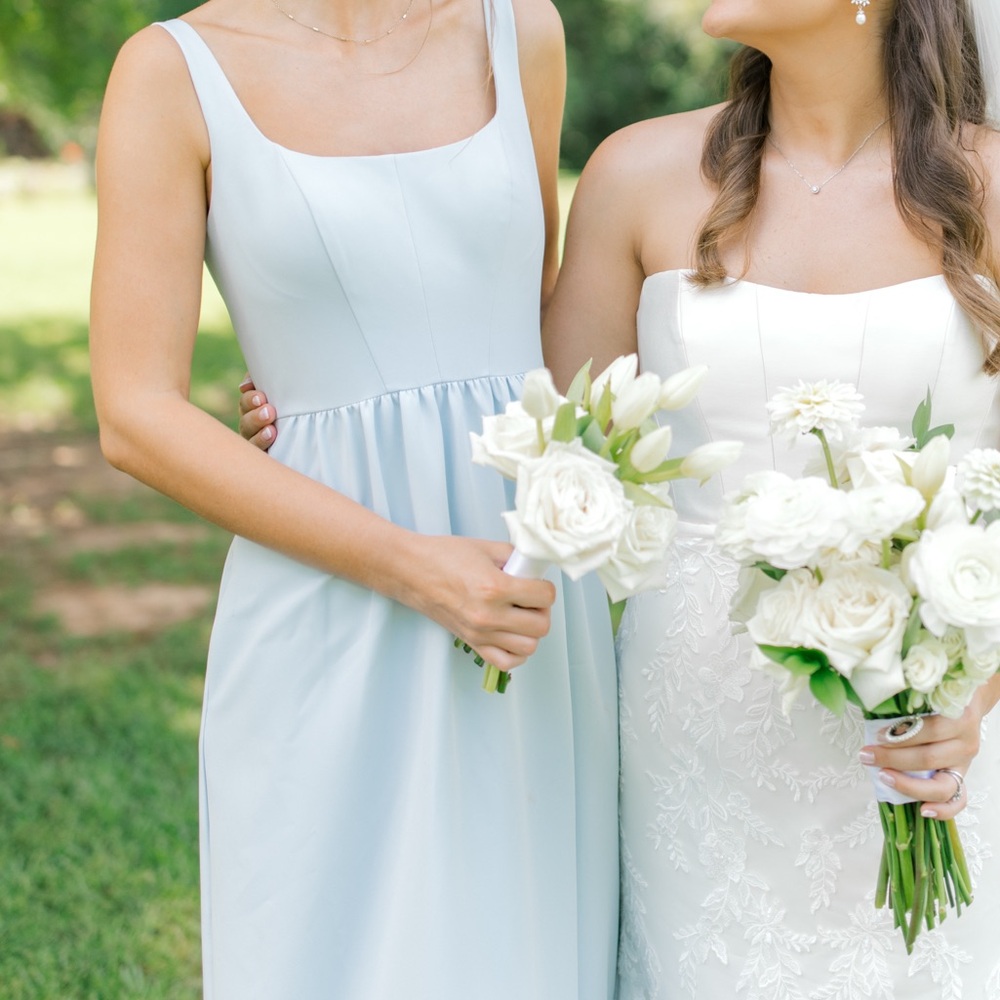 Revelry Sky Blue Whitney Crepe Bridesmaid Dress